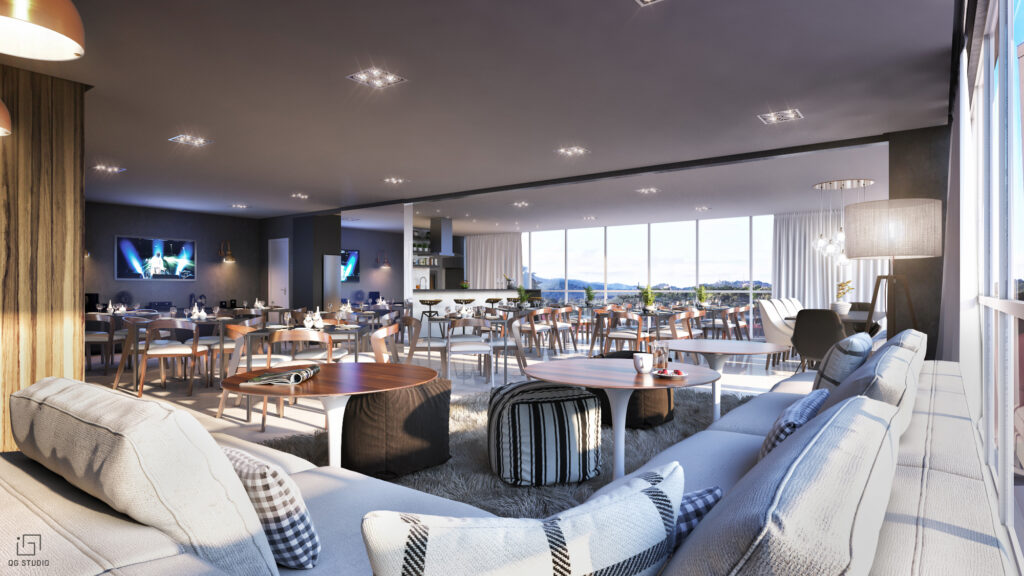 render interno de salão de festas — Rednine Studio